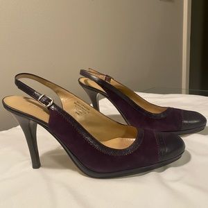 Leather & Suede Sling Back/Color Plum(Purple)/ Excellent Condition